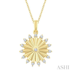 1/5 Ctw Round Cut Diamond Circle Fluted Fashion Pendant With Chain in 10K Yellow Gold