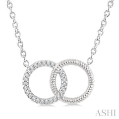 1/10 Ctw Round Cut Diamond Interlocked Circle Fashion Petite Pendant With Chain in 10K White Gold