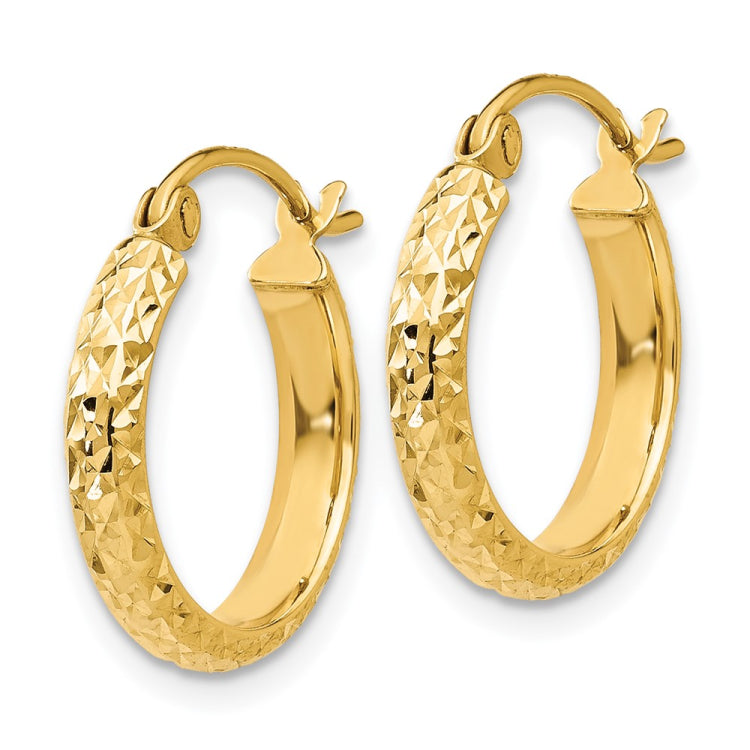 14K 2.8x15mm Diamond-cut Tube Hoop Earrings