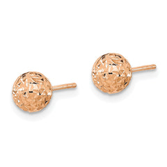 14k Rose Gold 6mm Diamond-cut Puffed Ball Post Earrings