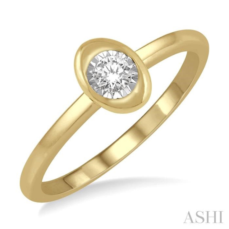 1/50 Ctw Oval Shape Round Cut Diamond Promise Ring in 10K Yellow Gold