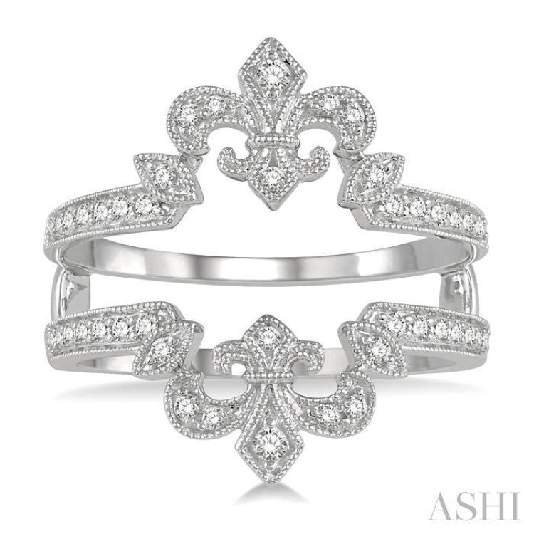 1/4 Ctw Marquise Fleur De Lis Round Cut Diamond Insert Ring in 14K White Gold
