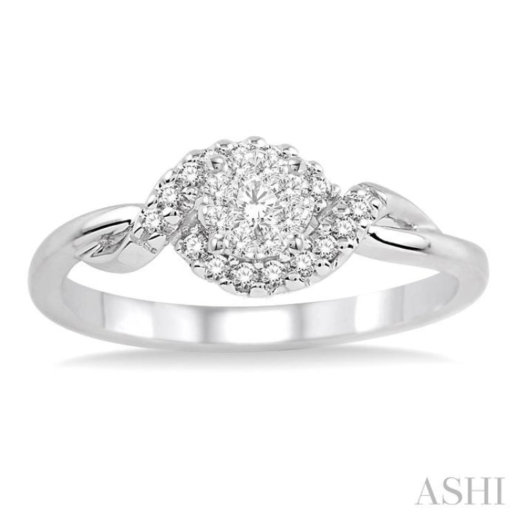 1/5 Ctw Lovebright Round Cut Diamond Engagement Ring in 14K White Gold