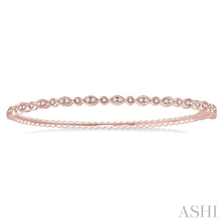 3/8 Ctw Marquise & Round Mount Stackable Diamond Bangle in 14K Rose Gold