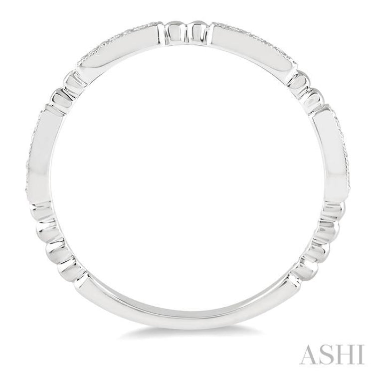 1/6 Ctw Marquise Mount Round Cut Diamond Stackable Band in 14K White Gold