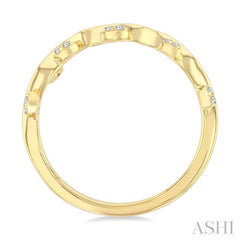 1/10 Ctw Round Cut Diamond Leaf Stackable Band in 10K Yellow Gold
