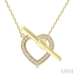 1/10 Ctw Heart Toggle Round Cut Diamond Petite Fashion Necklace in 10K Yellow Gold