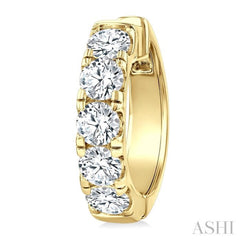 4 Ctw Round Cut Diamond Hoop Earrings in 14K Yellow gold