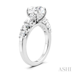 1 1/10 Ctw Round Shape Round Cut Diamond Semi-Mount Engagement Ring in 14K White Gold