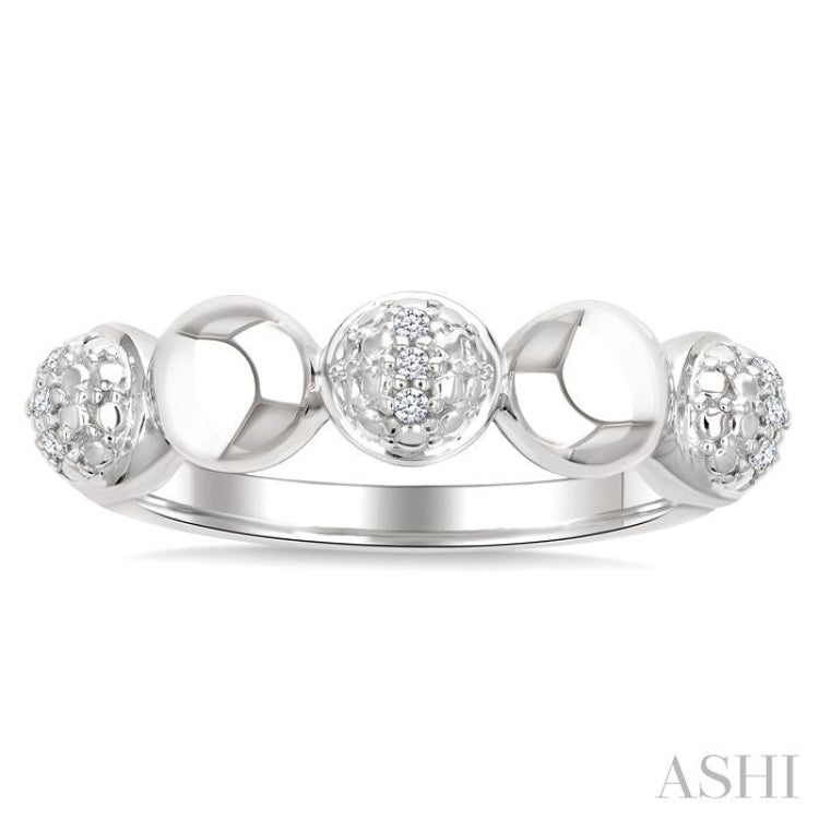 1/20 Ctw Bold Bead Design Round Cut Diamond Fashion Ring in Sterling Silver