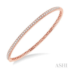 1 Ctw Round Cut Diamond Bangle in 14K Rose Gold