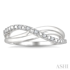 1/20 Ctw Split Criss Cross Round Cut Diamond Fashion Ring in Sterling Silver