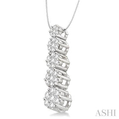 1 Ctw Journey Diamond Pendant in 14K White Gold with Chain