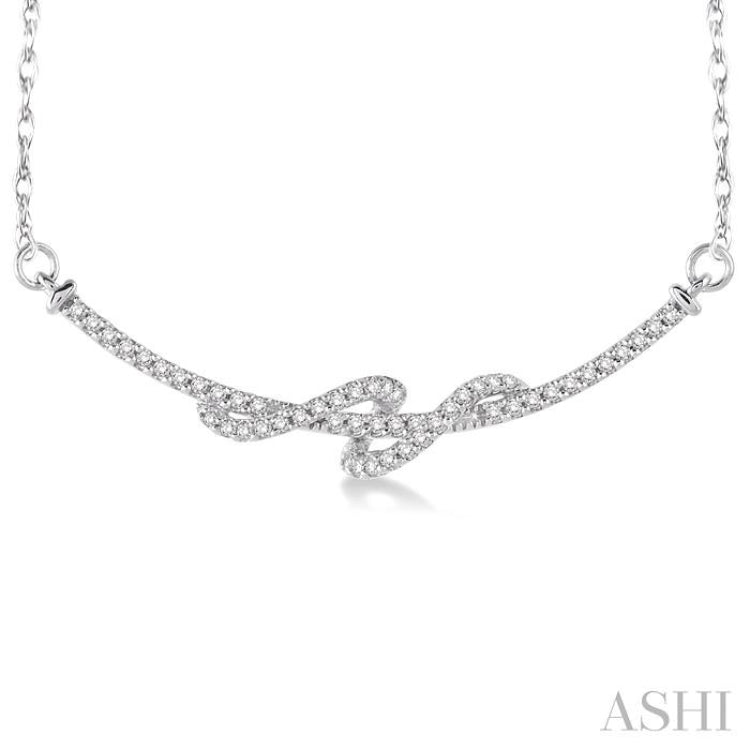 1/4 Ctw Round Cut Diamond Swirl Necklace in 10K White Gold with Chain