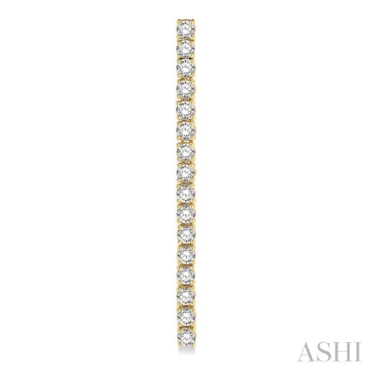 3 Ctw Single Line Drop Round Cut Diamond Tennis Earrings in 14K Yellow Gold