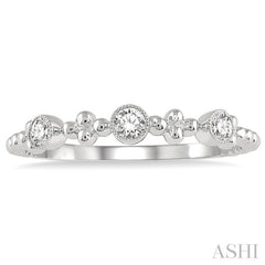 1/5 Ctw Circular Mount Ball Link Round Cut Diamond Bead Bijoux Stackable Band in 14K White Gold