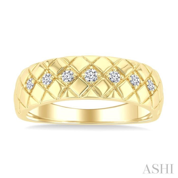 1/6 Ctw Bold Diagonal Crisscross Round Cut Diamond Fashion Band in 10K Yellow Gold