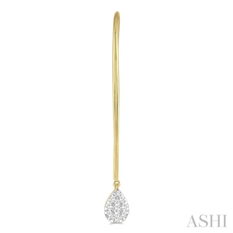1/3 Ctw Pear Shape Dangler Lovebright Round Cut Diamond Earring in 14K Yellow and White Gold