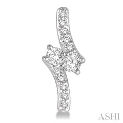 1/3 Ctw Asymmetrical 2Stone Round Cut Diamond Earrings in 14K White Gold