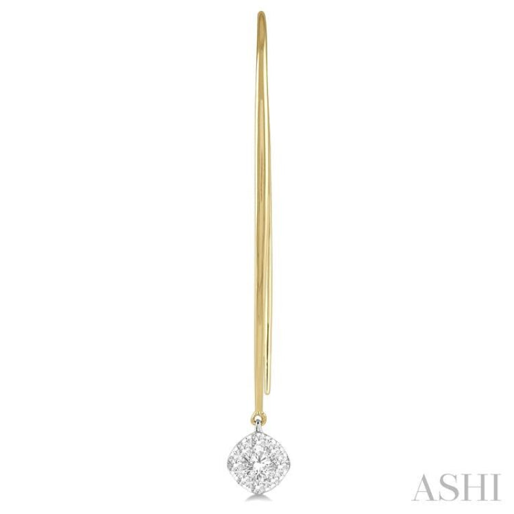 1/3 Ctw Cushion Shape Lovebright Round Cut Diamond Earrings in 14K Yellow & White Gold