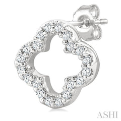 1/6 Ctw Petite Clover Round Cut Diamond Fashion Stud Earrings in 10K White Gold