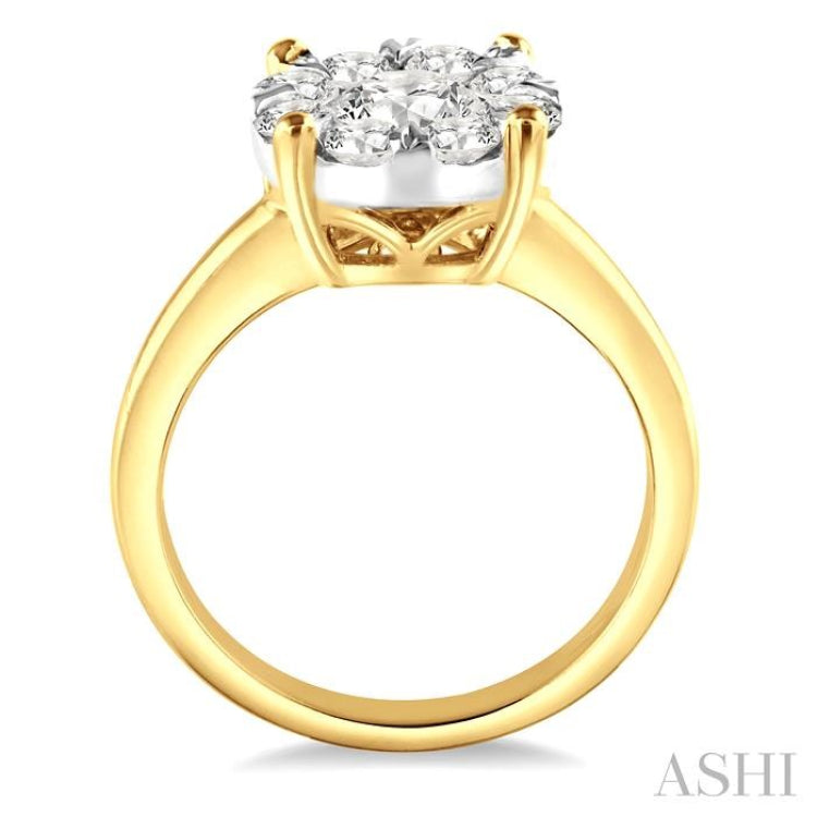 2 Ctw Lovebright Round Cut Diamond Ring in 14K Yellow and White Gold
