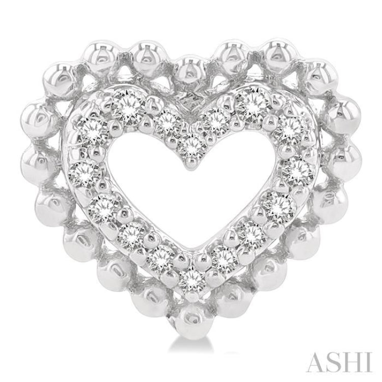 1/8 Ctw Petite Heart Round Cut Diamond Fashion Stud Earrings in 10K White Gold