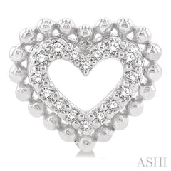 1/8 Ctw Petite Heart Round Cut Diamond Fashion Stud Earrings in 10K White Gold