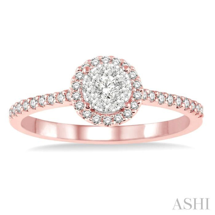 1/3 Ctw Round Shape Diamond Lovebright Ring in 14K Rose and White Gold