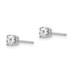 14k White Gold 4mm Round Cubic Zirconia Post Earrings