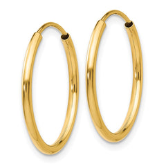 14k 1.5x17mm Polished Round Endless Tube Hoop Earrings