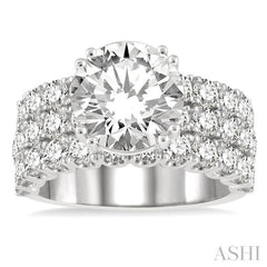 2 5/8 Ctw Triple Row Round Cut Diamond Semi-Mount Engagement Ring in 14K White Gold