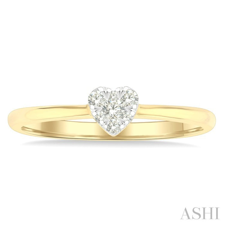 1/10 Ctw Lovebright Petite Heart Shape Round Cut Diamond Fashion Ring in 10K Yellow Gold
