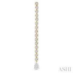 1 1/4 Ctw Lovebright Pear Shape Dangle Tip Round Cut Diamond Fashion Long Earrings in 14K Yellow and White Gold