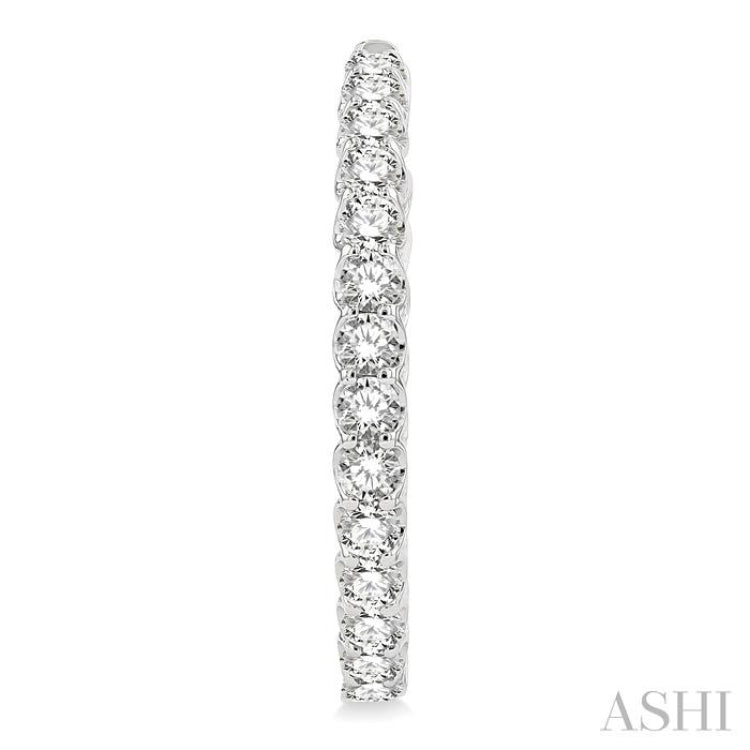 5 Ctw Inside-Out Round Cut Diamond Hoop Earrings in 14K White Gold