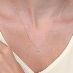 1/20 Ctw Initial 'D' Round Cut Diamond Pendant With Chain in 14K White Gold
