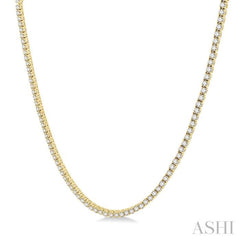 10 Ctw Round Cut Diamond Tennis Necklace in 14K Yellow Gold