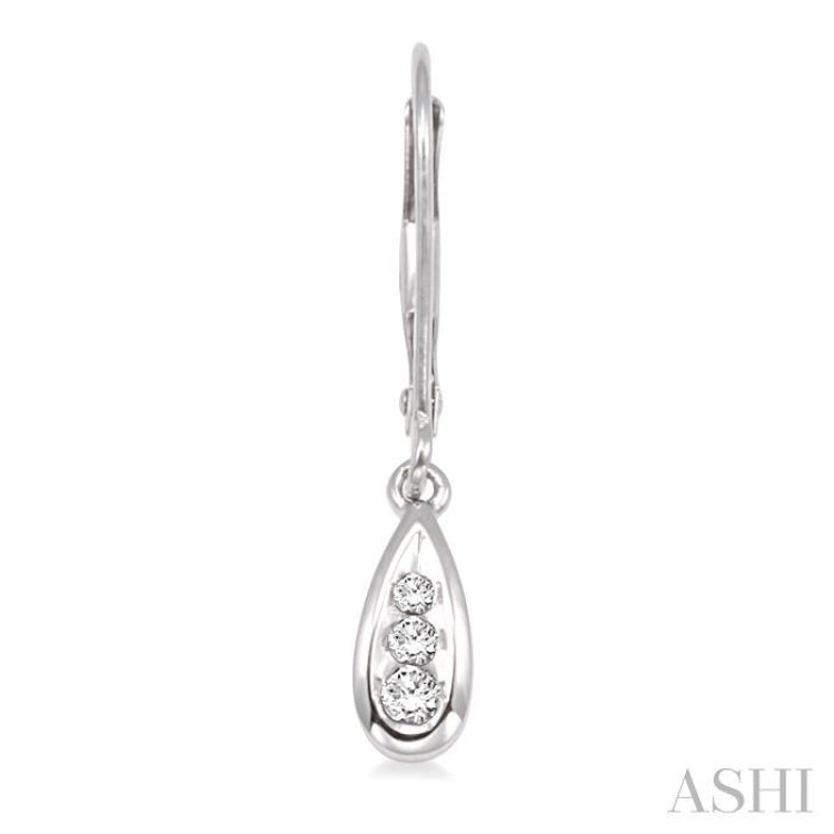 1/8 Ctw Pear Shape Round Cut Diamond Earrings in 14K White Gold