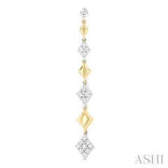 1/2 Ctw Graduated Diamond Shape Round Cut Diamond Fashion Long Earring in 14K Yellow and White Gold