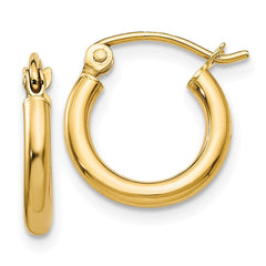 14k 2x12mm Polished Tube Hoop Earrings