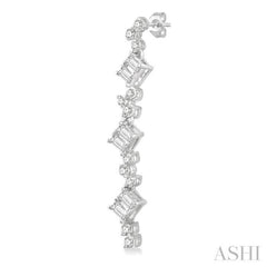 1/2 Ctw Baguette and Round Cut Diamond Scatter Drop Earring in 14K White Gold