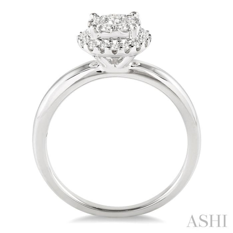 1/3 Ctw Lovebright Round Cut Diamond Engagement Ring in 14K White Gold