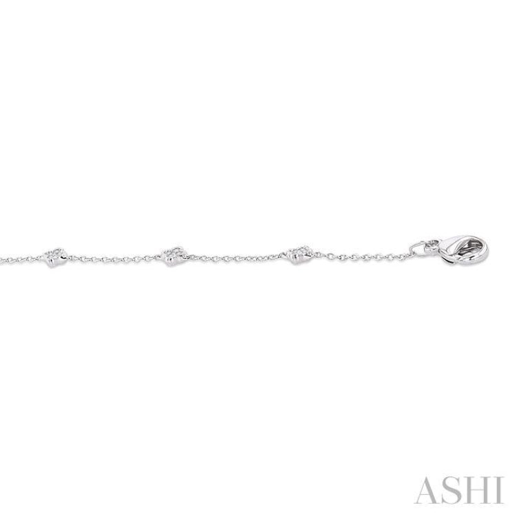 1/10 Ctw Clover Motif Round Cut Diamond Station Bracelet in 10K White Gold