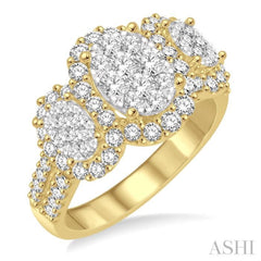 1 1/3 Ctw Diamond Lovebright Ring in 14K Yellow and White Gold