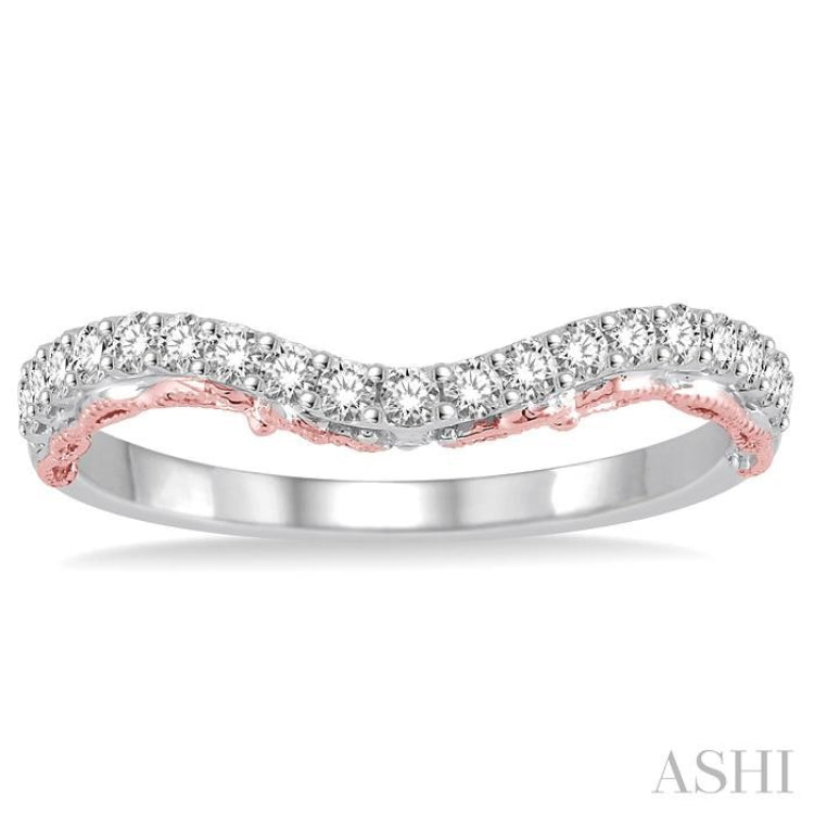 1/3 Ctw Round Cut Diamond Wedding Band in 14K White and Rose Gold