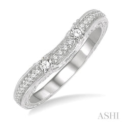 1/3 Ctw Carved Round Cut Diamond Wedding Band in 14K White Gold