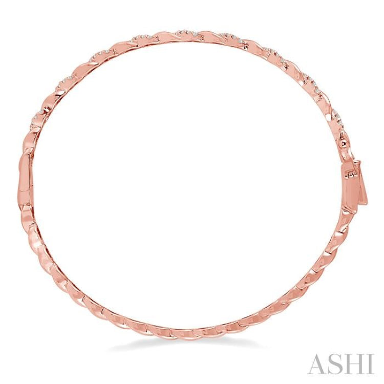 1/3 Ctw Twisted Vine Round Cut Diamond Stackable Bangle in 14K Rose Gold