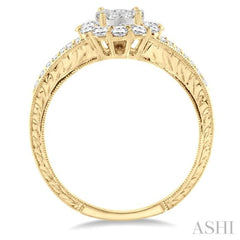 5/8 Ctw Diamond Lovebright Engagement Ring in 14K Yellow and White Gold
