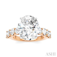 1 1/3 Ctw Oval Shape Round Cut Diamond Semi-Mount Engagement Ring in 14K Rose and White Gold