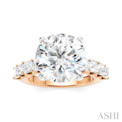 1 1/3 Ctw Round Shape Princess and Round Cut Diamond Semi-Mount Engagement Ring in 14K Rose and White Gold
